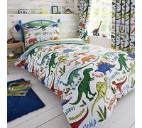 Happy Linen Company Girls Boys Kids Dinosaur Park Jurassic T-Rex Dino Toddler Cot Bed Reversible Duvet Cover Bedding Set