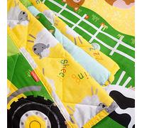 Happy Linen Company Girls Boys Kids Farm Animals Counting Sheep Green Reversible Quilted Throwover