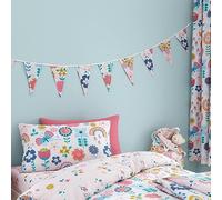 Happy Linen Company Girls Boys Kids Flower Garden Butterflies Multicolour 3.1 Metre Double Sided Bedroom Bunting Banner Triangle Flags