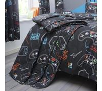 Happy Linen Company Girls Boys Kids Gaming Controller Black 150 x 200 cm Reversible Quilted Throwover