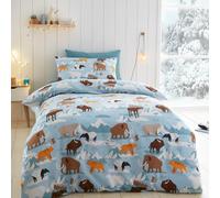 Happy Linen Company Girls Boys Kids Ice Explorer Animals Blue Toddler 100% Brushed Cotton Reversible Soft Easy Care Bed Linen Duvet Cover Quilt Bedding Set With Pillow Case
