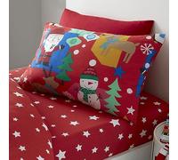 Happy Linen Company Girls Boys Kids Jolly Christmas Xmas Santa Red Toddler Cot Bed Reversible Extra Pair Of Toddler Pillow Cases