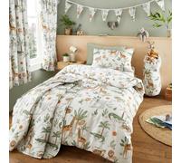 Happy Linen Company Jungle Safari Animals Reversible Soft Easy Care Bed Linen Duvet Cover Bedding Set - Double, Multi