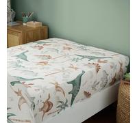 Happy Linen Company Girls Boys Kids Scandi Saurus Dinosaur Ivory Double Fitted Sheet Bedsheet Bedding Bed Linen