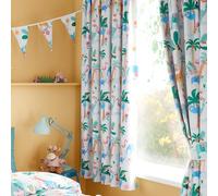 Happy Linen Company Sunset Safari Savannah Ring Track Pole Fully Lined Thermal Blackout Pencil Pleat Curtain Set - 66 X 54"