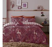 Happy Linen Company Girls Boys Kids Winter Stags Red King Reversible Duvet Cover Bedding Set