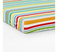 Happy Linen Company Girls Boys Kids Zoo Escape Animals Striped Single Fitted Sheet