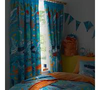 Happy Linen Company Ocean Friends Sea Creatures Ring Track Pole Fully Lined Thermal Blackout Pencil Pleat Curtain Set - 66 X 72", Blue
