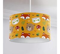Happy Linen Company Girls Boys Woodland Friends Animals Orange Cylinder Ceiling Pendant Lamp Drum Light Shade 30cm x 20cm