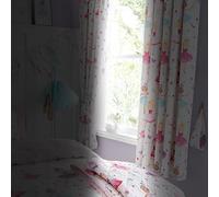 Happy Linen Company Girls Isabella Polka Dots Pink 66" x 54" Ring Track Pole Fully Lined Thermal Blackout Pencil Pleat Curtain Set