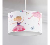 Happy Linen Company Girls Kids Isabella Prima Ballerina White Cylinder Ceiling Pendant Lamp Drum Light Shade Lampshade 30 x 20 cm