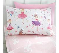 Happy Linen Company Girls Kids Prima Ballerina Ballet Dance White Toddler Cot Bed Reversible Extra Pair Of Toddler Pillow Cases
