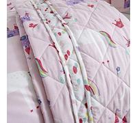 Happy Linen Company Girls Kids Unicorns Princess Rainbows Pink Reversible Quilted Throwover