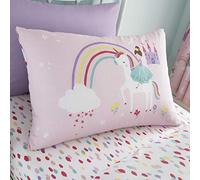Happy Linen Company Girls Kids Unicorns Princess Rainbows Pink Toddler Cot Bed Fitted Sheet Bedding