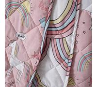 Happy Linen Company Girls Kids Unicorns Rainbows Pink Reversible Quilted Throwover