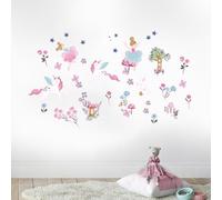 Happy Linen Company Kids Enchanted Forest Unicorn Pink 42 Peel and Stick Wall Stickers Bedroom Decor Decal