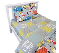 Happy Linen Company Kids Fitted Sheet For Big Digger Construction Bedding in Grey | Size: Single Fitted Happy Linen Company Grey Single Fitted