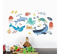 Happy Linen Company Kids Ocean Friends Sealife 35 Peel And Stick Wall Stickers Bedroom Décor Decal
