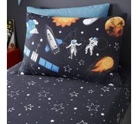 Happy Linen Company Kids Planets Space Rockets Glow In The Dark Navy Blue Pair Pillowcases | Size: Standard Pillow Case Happy Linen Company Navy Standard Pillow Case