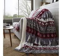 Happy Linen Company Nordic Scandi Hygge Winter Warm Burgundy Extra Extra Large XXL Faux Fur Sherpa Fleece Throw