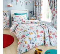 Road Trip Transport Reversible Soft Easy Care Bed Linen Duvet Cover Bedding Set - Toddler Cot Bed