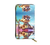 Happy Little Dinosaur Long leather wallet, portable credit card holder, zippered coin purse, and ID compartment