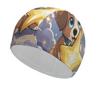 Happy Little Dog Bathing Cap High Elasticity Swimming Caps Fit Both Long Hair Short Hair Comfortable Large Shower Cap for Drag Reduction and Hair Protection