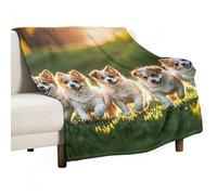 Happy Little Dog Blanket, Soft Flannel Fleece Blankets Quick-Dry, Lightweight Throw Blanket for Couch, Bed, Office & Travel, Ideal Gift for Family & Friends, 40"x50"