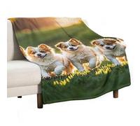 Happy Little Dog Blanket, Soft Flannel Fleece Blankets Quick-Dry, Lightweight Throw Blanket for Couch, Bed, Office & Travel, Ideal Gift for Family & Friends, 30"x50"