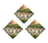 Happy Little Dog Car Air Freshener, 3 Pcs Rhombus Hanging Air Freshener Cards, Long Lasting Fragrance Scented Cards for Car, Home, Office White-style