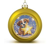 Happy Little Dog Christmas Ball Ornament Shatterproof Hanging Ball Ornaments with String Decorative Christmas Baubles for Xmas Tree Home Wedding Holiday Party Decor Supply