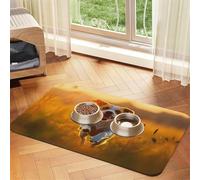 Happy Little dog1 Pet Feeding Mat Dog Cat Eating Food Absorbent Leather Tablecloth for and Water Bowl Waterproof No Stains Quick Dry Non-Slip 23.62 * 15.75IN