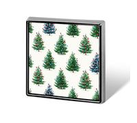 Happy Little Green Christmas Trees And Lights Unisex Brooches & Pins Square Lightweight Lapel Badge Jewelry for Clothing Shawl Hat