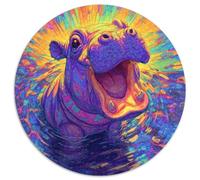Happy Little Hippopotamus with Open Mouth And Smiling Puzzle 1000pcs (67.5x67.5cm) Puzzles, Die Für Erwachsene Und Personen Ab 14 Jahren Geeignet Sind