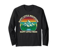 Happy Little Mountains Trees Tshirt Vintage Retro Nature Long Sleeve T-Shirt
