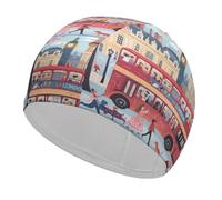 Happy London Swim Cap Classic Bathing Caps Soft High Elasticity Lightweight Swimming Hat for Men Women