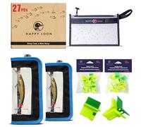 Happy Loon Ultimate Fishing Organization and Protection Kit - Waterproof Bag, 2 Lure Covers (2 Sizes), 24 Hook Guards (12 Each Size) - Elegant Gift Box