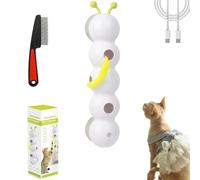 Happy Luna Cat Toy, Whirlie Smart Motion Cat Toy with Worm Design, Wall & Window Mounted CatToy for Indoor Cats, Promotes Exercise & Mental Stimulation (White)