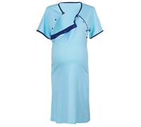 HAPPY MAMA Maternity Gown Robe Nightie for Labour & Birth. Sold Separately 393p (Nightdress - Light Blue, UK 8/10, S)