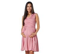 HAPPY MAMA Women's Maternity Sleeveless Wrap Summer Nursing Dress 078 (Dusky Pink, UK 16, 2XL)