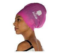 Happy Mane Premium Extra Large Silicone Waterproof Swimming Cap for Braids, long hair Dreadlocks, Extensions Mambo crochets or Afro Hair. For Men Women Youth Child Keeps Hair Clean Dry By (pink)