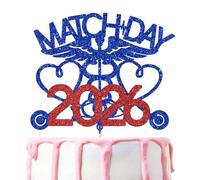 Happy Match Day 2026 Cake Topper, It's A Match, Congrats on Matching, 2026 Medical School Residency Match Day Graduation Party Decorations Supplies, Blue and Red Glitter