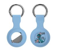 Happy Memorial Day 4th Of July Dinosaur American Flag Keychain Holder Case Compatible with AirTag Waterproof Silicone Shell Protective Case 1PCS
