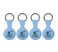 Happy Memorial Day 4th Of July Dinosaur American Flag Keychain Holder Case Compatible with AirTag Waterproof Silicone Shell Protective Case 4PCS