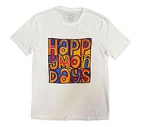 Happy Mondays Men Logo Short Sleeve T-Shirt, White, Large