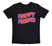 Happy Mondays Men's Wavy Logo T-Shirt in Black | Size: Medium Happy Mondays Black M