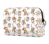 Happy Money Banana Playing Pattern Cosmetic Bag for Women, Travel Toiletries Bags Large Makeup Handy Pouch Organiser Bag with Zipper