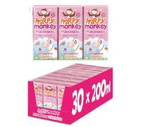 Happy Monkey Milkshakes (Strawberry 30 x 200ml), All the Goodness of Milk, No Artificial Colours or Flavours, School Approved, Naturally Rich in Calcium, Ready to Drink.