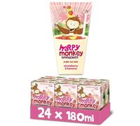 Happy Monkey Smoothies (Strawberry & Banana 24 x 180ml), 100% pure fruit smoothies, no added sugar, 1 of your 5-a-day, full of Vitamin C and potassium, ready to drink.