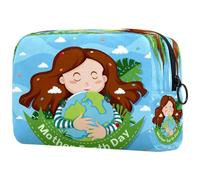 Happy Mother Earth Day Cosmetic Bag for Women, Travel Toiletries Bags Large Makeup Handy Pouch Organiser Bag with Zipper